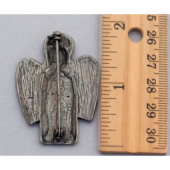 Vintage Simple Guardian Angel Silver Tone Angelic Intricate Brooch - C1 - Picture 2 of 2